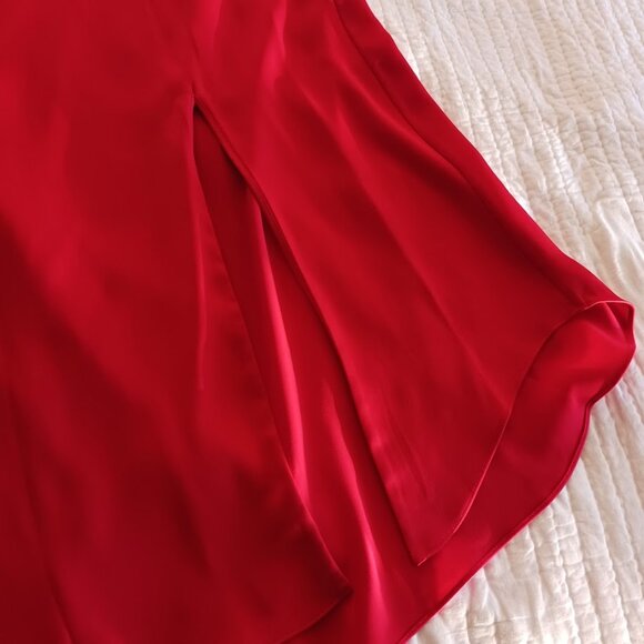 Ruby Red BCBGMaxAzria Halter/Racer Back Mini Cocktail Dress w/ Slit Womens Large - Picture 7 of 7